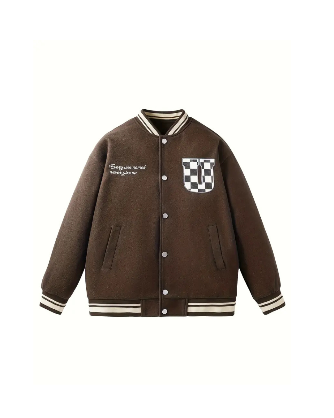 The Varsity Code Jacket — Brown Clean Lines, Confident Energy