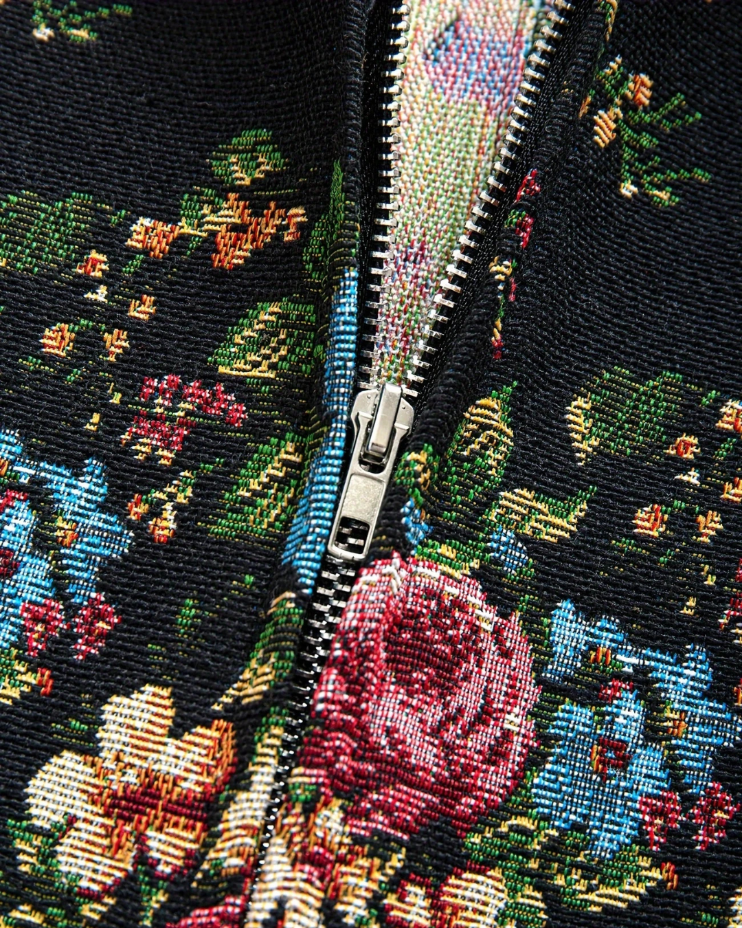 The Black Grove Zip Jacket — Vintage Floral Meets Urban Ease
