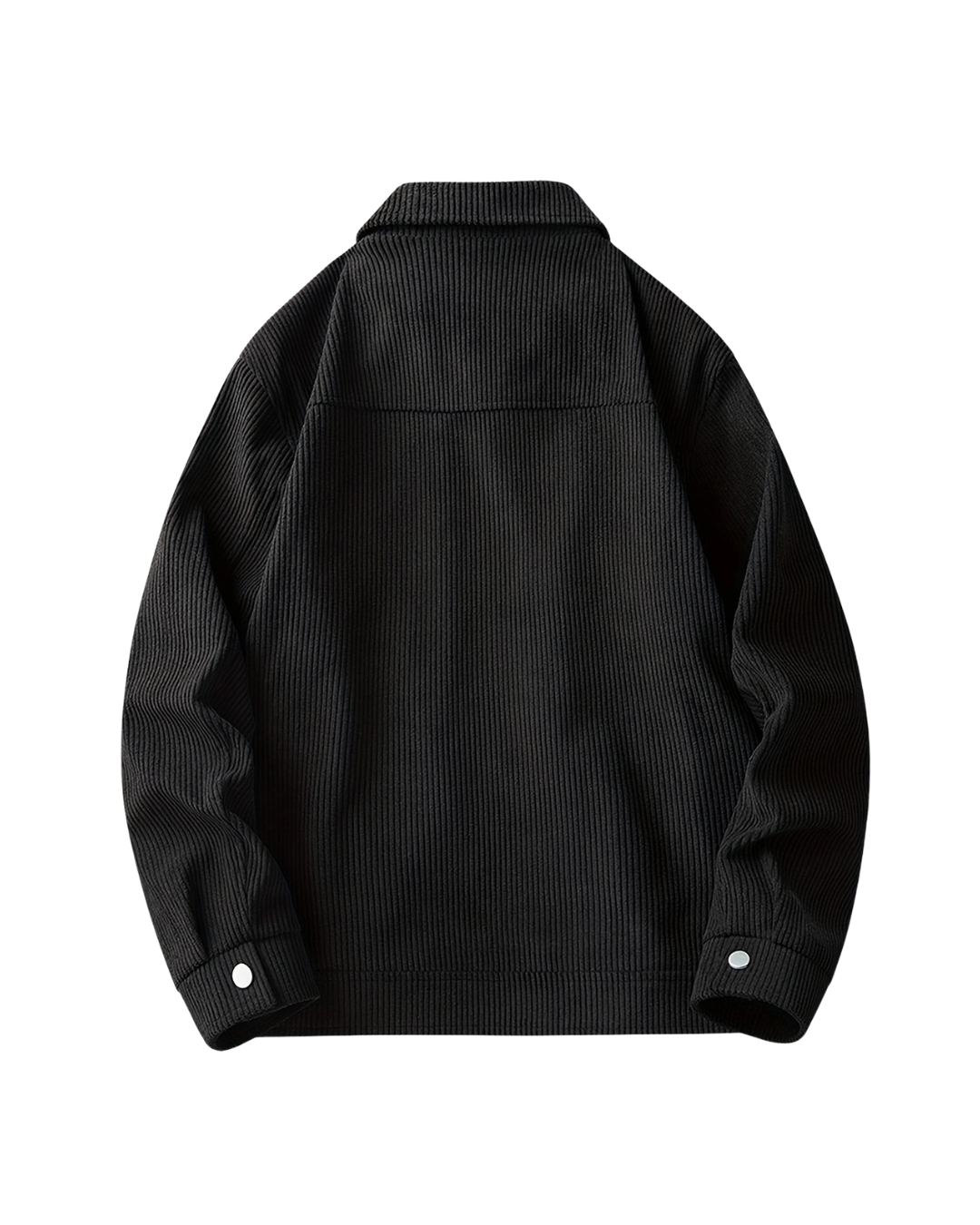 Men's Outdoor Black Jacket — Spring Casual Coat with Corduroy Lapel