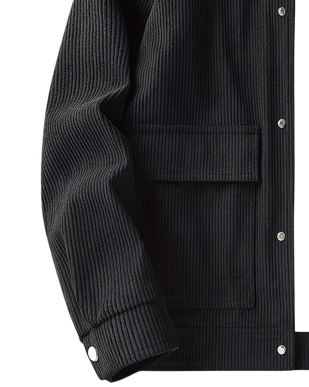 Men's Outdoor Black Jacket — Spring Casual Coat with Corduroy Lapel