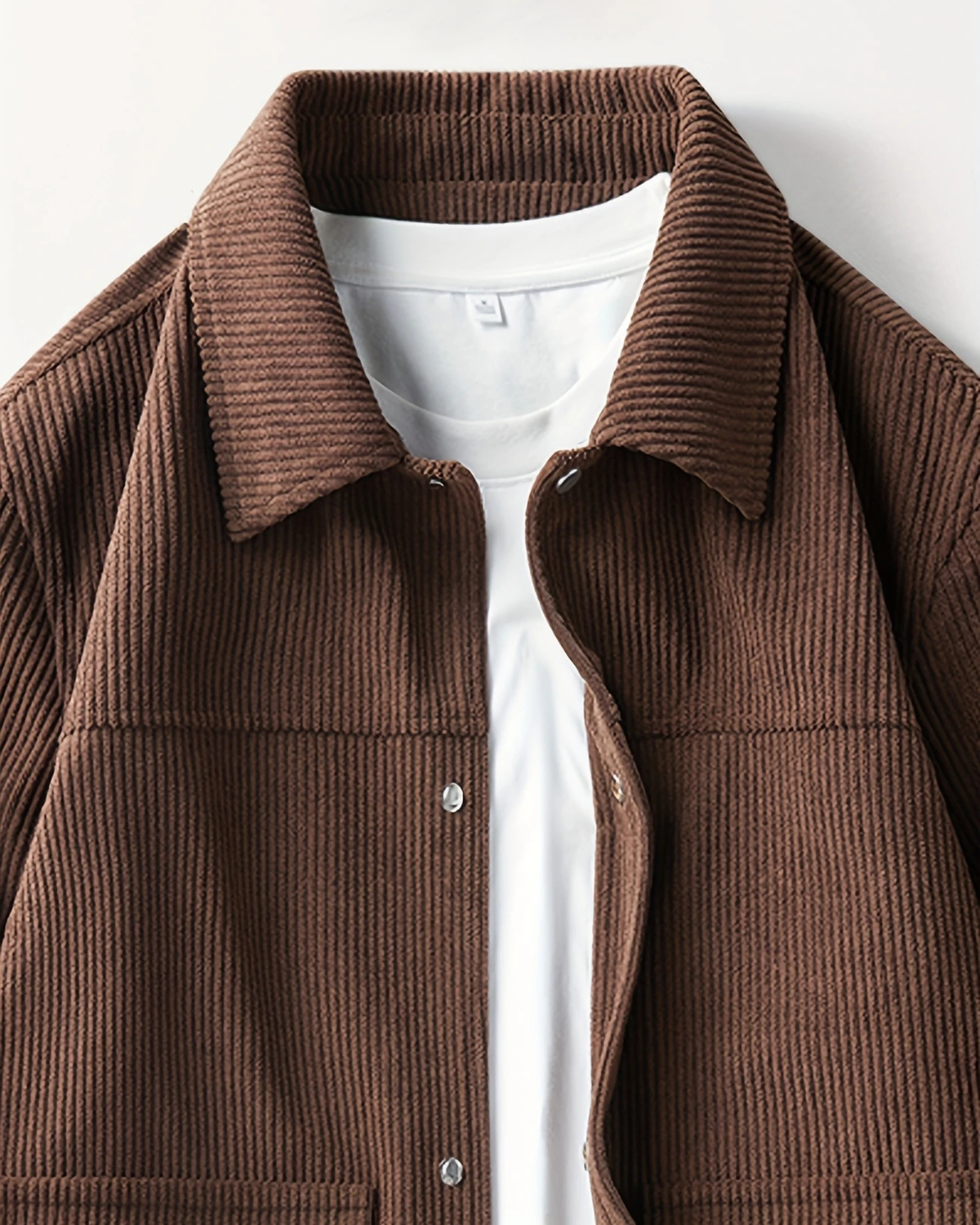 Men's Outdoor Brown Jacket — Spring Casual Coat with Corduroy Lapel
