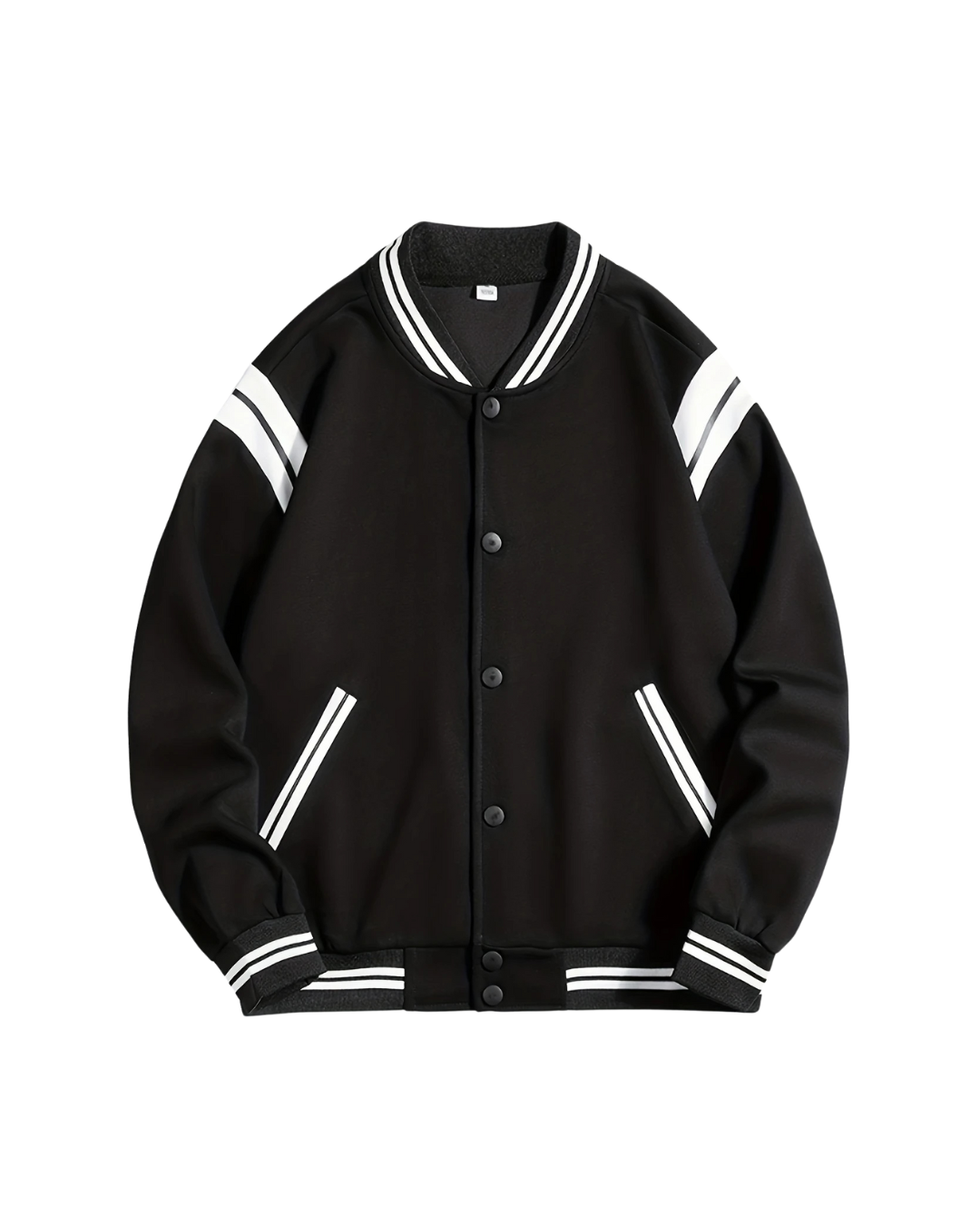 Black Academy Stripe Varsity Jacket