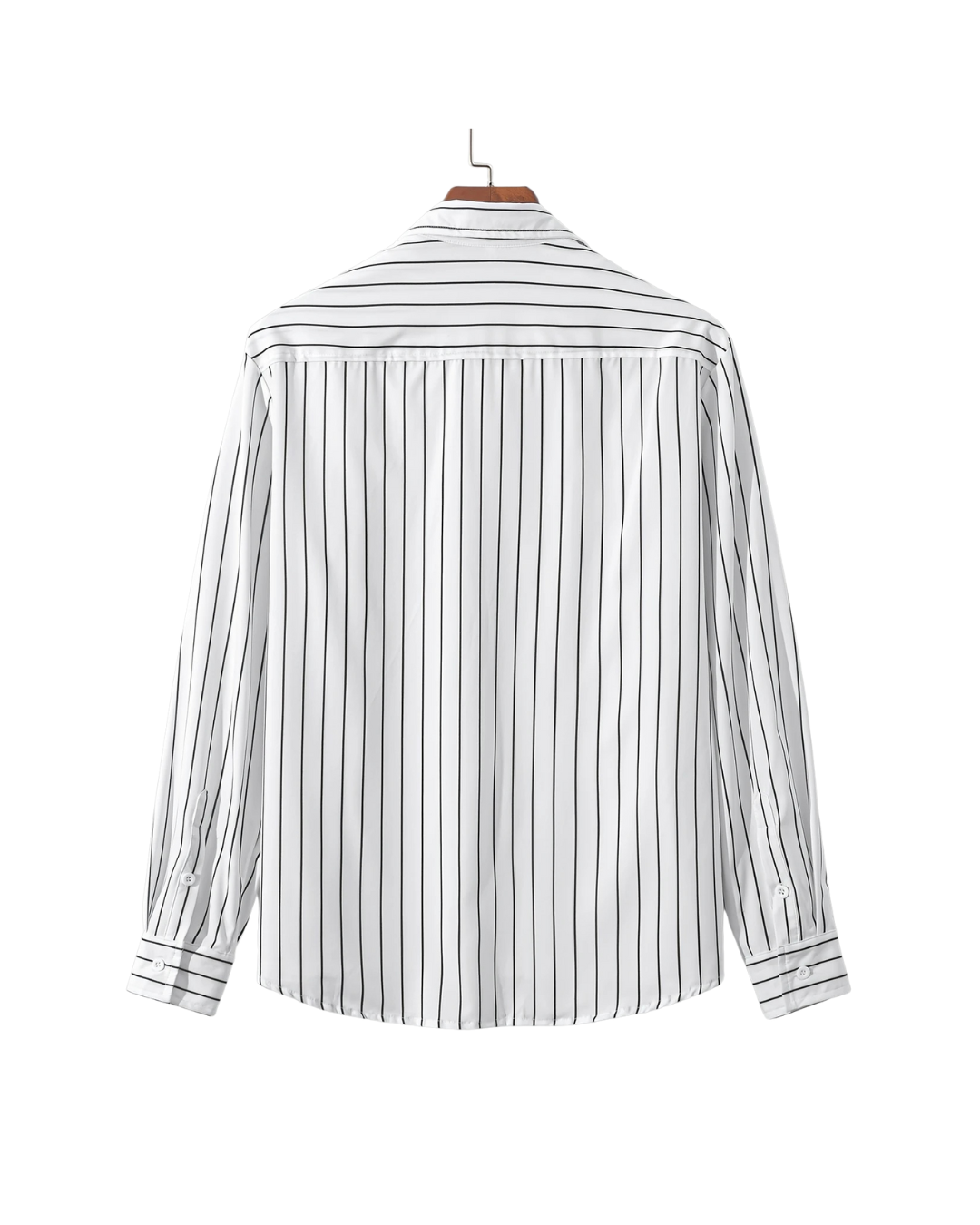 Men's Casual White Striped Shirt - Long Sleeve Button-Up for Spring/Fall