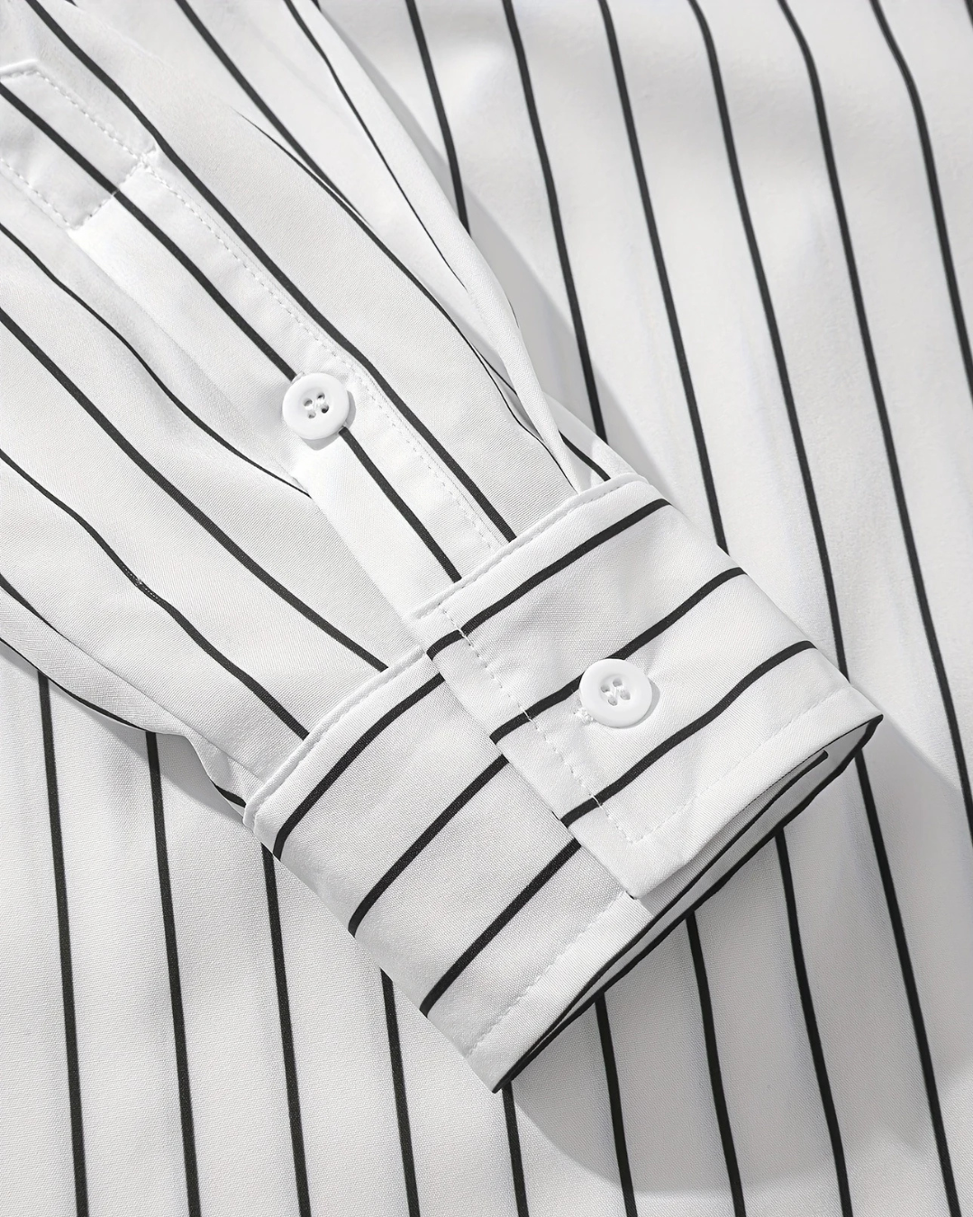 Men's Casual White Striped Shirt - Long Sleeve Button-Up for Spring/Fall