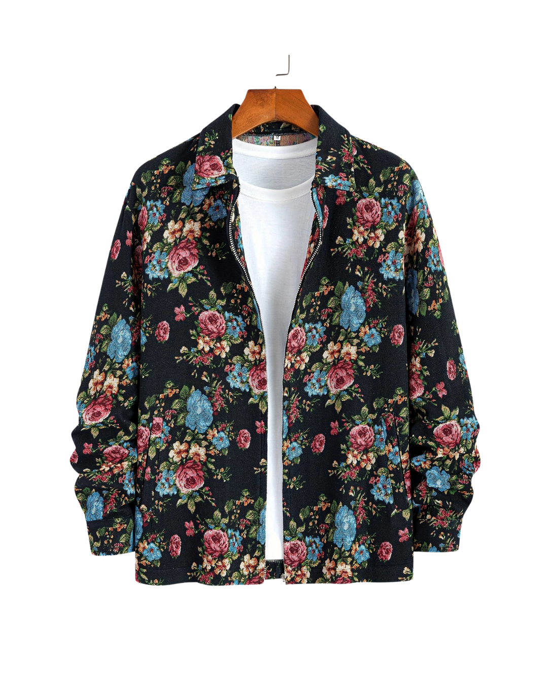 The Black Grove Zip Jacket — Vintage Floral Meets Urban Ease