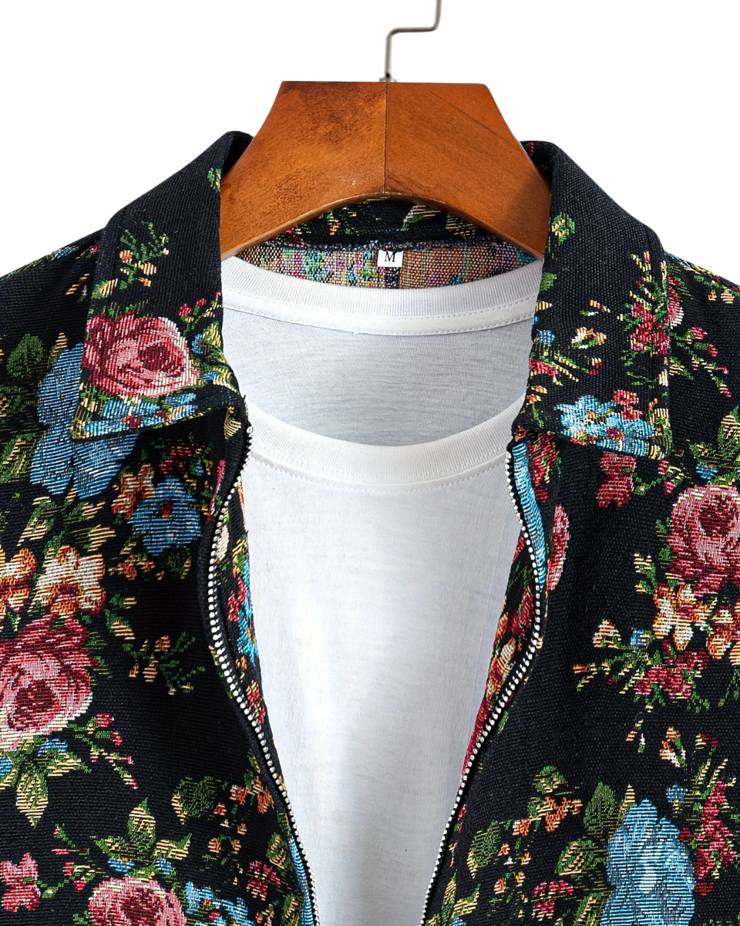The Black Grove Zip Jacket — Vintage Floral Meets Urban Ease