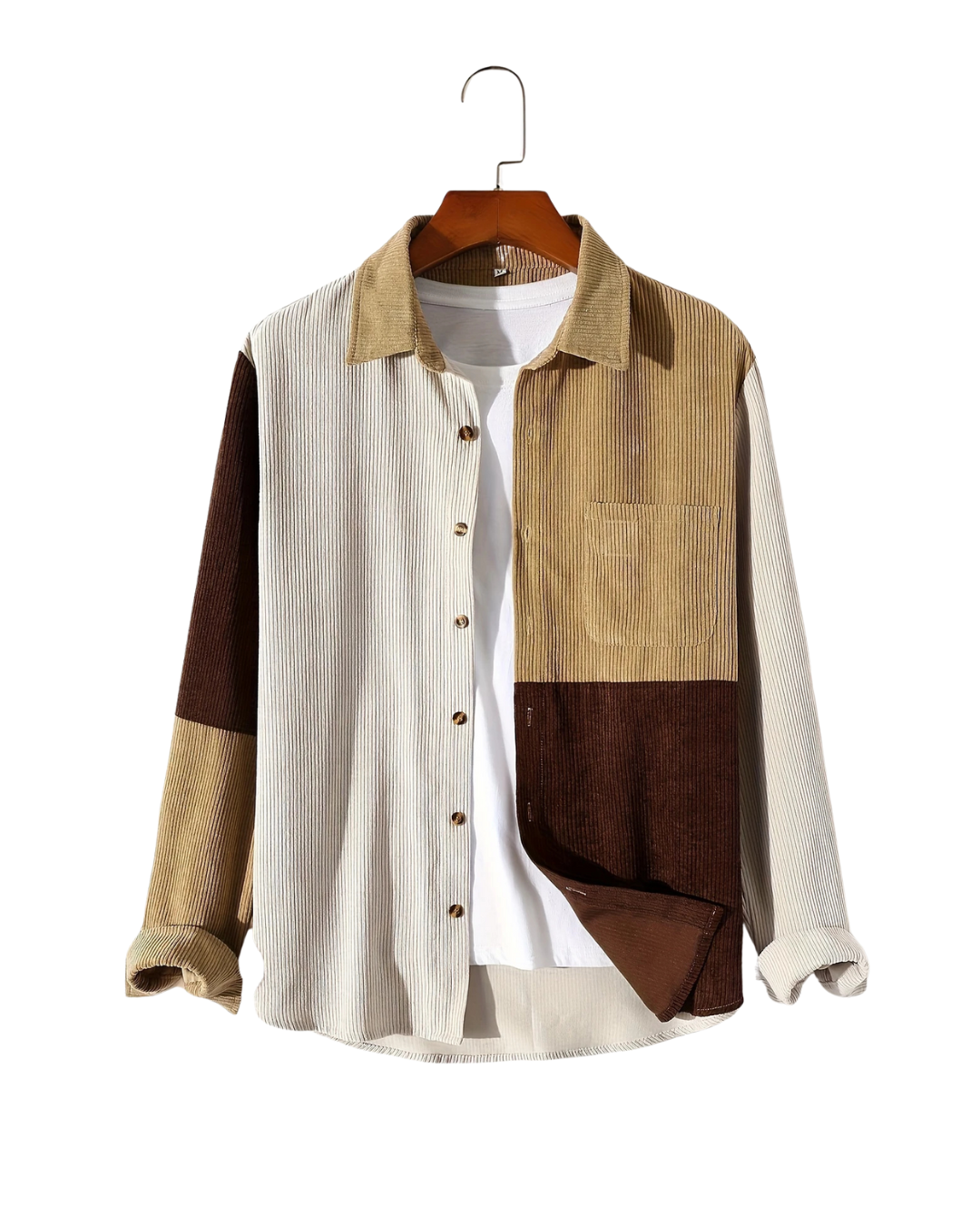 Canyon Two-Tone Beige Corduroy Shirt