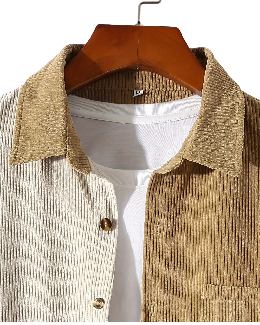 Canyon Two-Tone Beige Corduroy Shirt