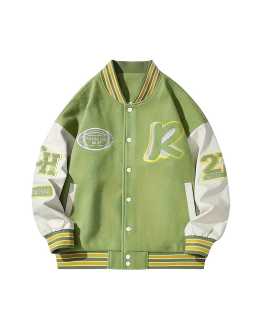 The Axis Jacket — Light Green Classic Varsity Reimagined