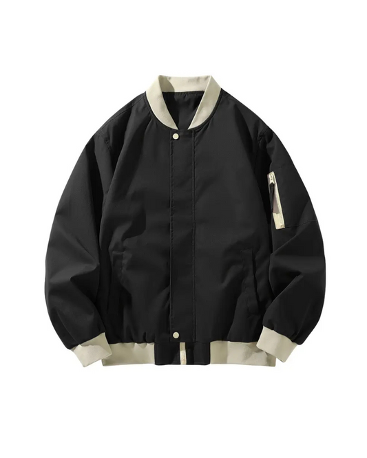 Black Varsity Edge Zip Jacket