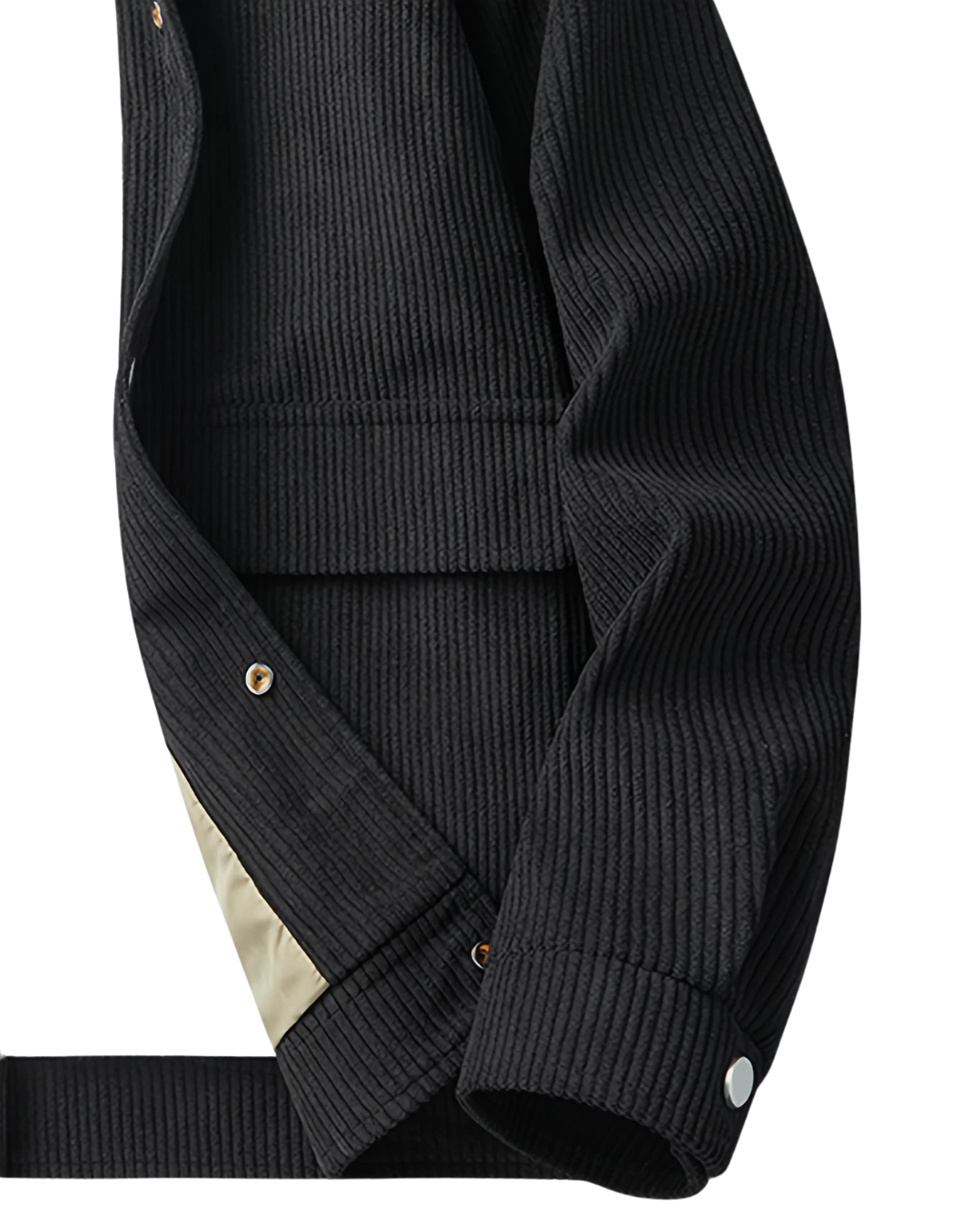 Men's Outdoor Black Jacket — Spring Casual Coat with Corduroy Lapel