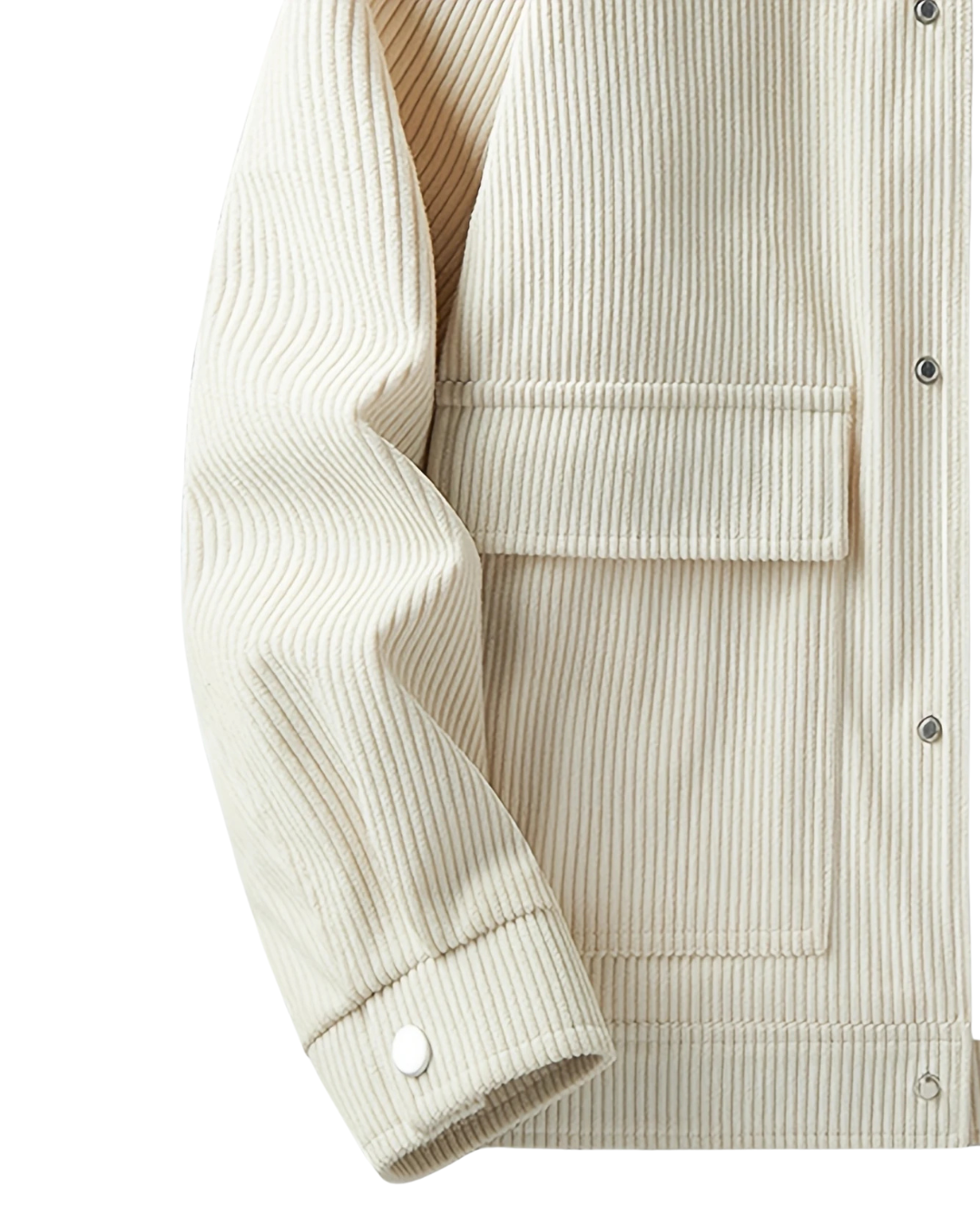 Men's Outdoor White Jacket — Spring Casual Coat with Corduroy Lapel