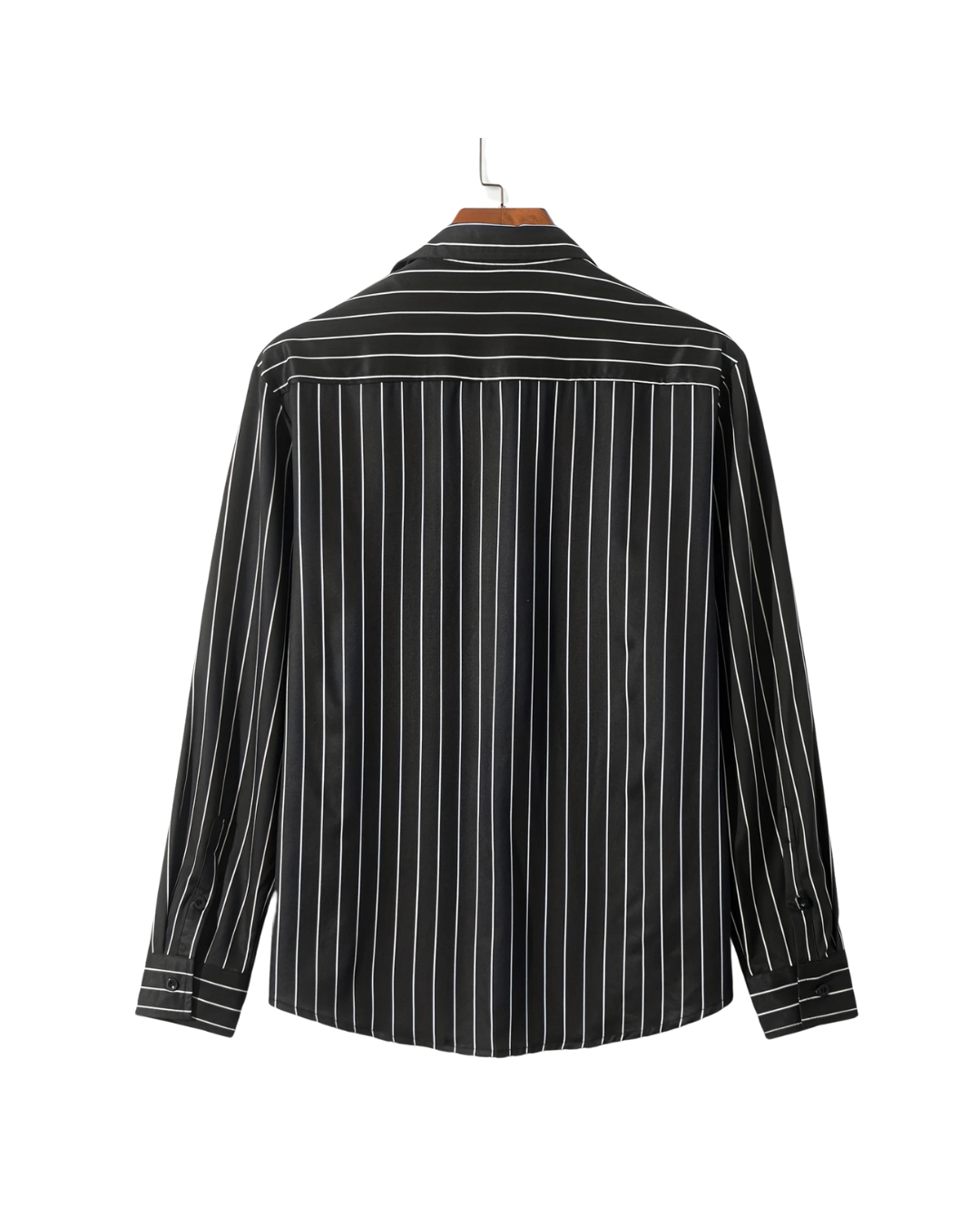 Men's Casual Black Striped Shirt - Long Sleeve Button-Up for Spring/Fall