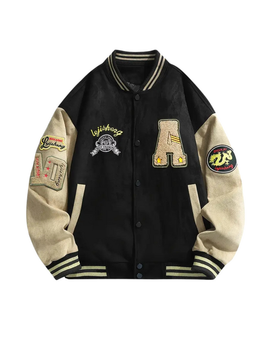 The Varsity Wild Jacket — Black Green Embroidered Attitude with a Classic Edge
