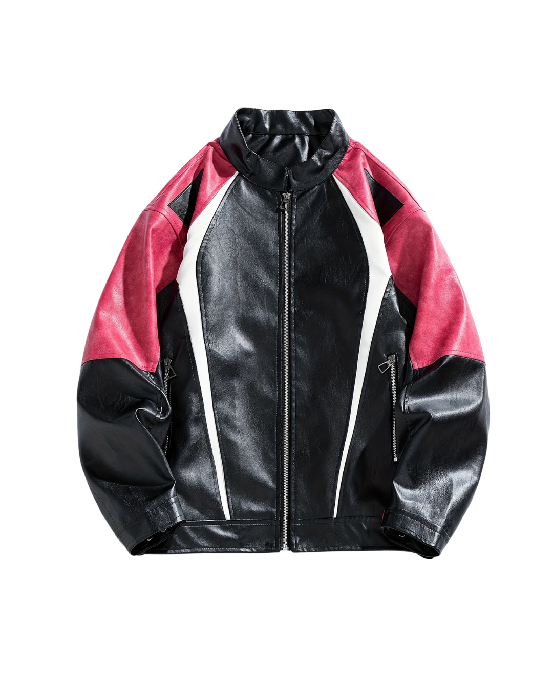Red GeoFlex PU Zip Jacket