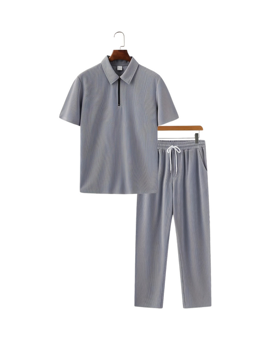 Men's Casual Grey Color Suit – Zipper Closure