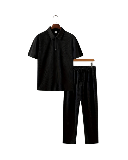 Men's Casual Black Color Suit – Zipper Closure
