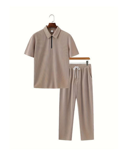 Men's Casual Solid Color Suit – Zipper Closure