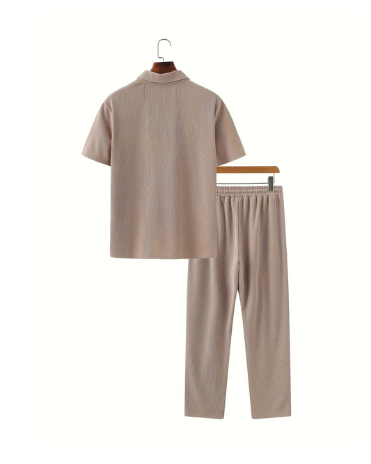 Men's Casual Solid Color Suit – Zipper Closure