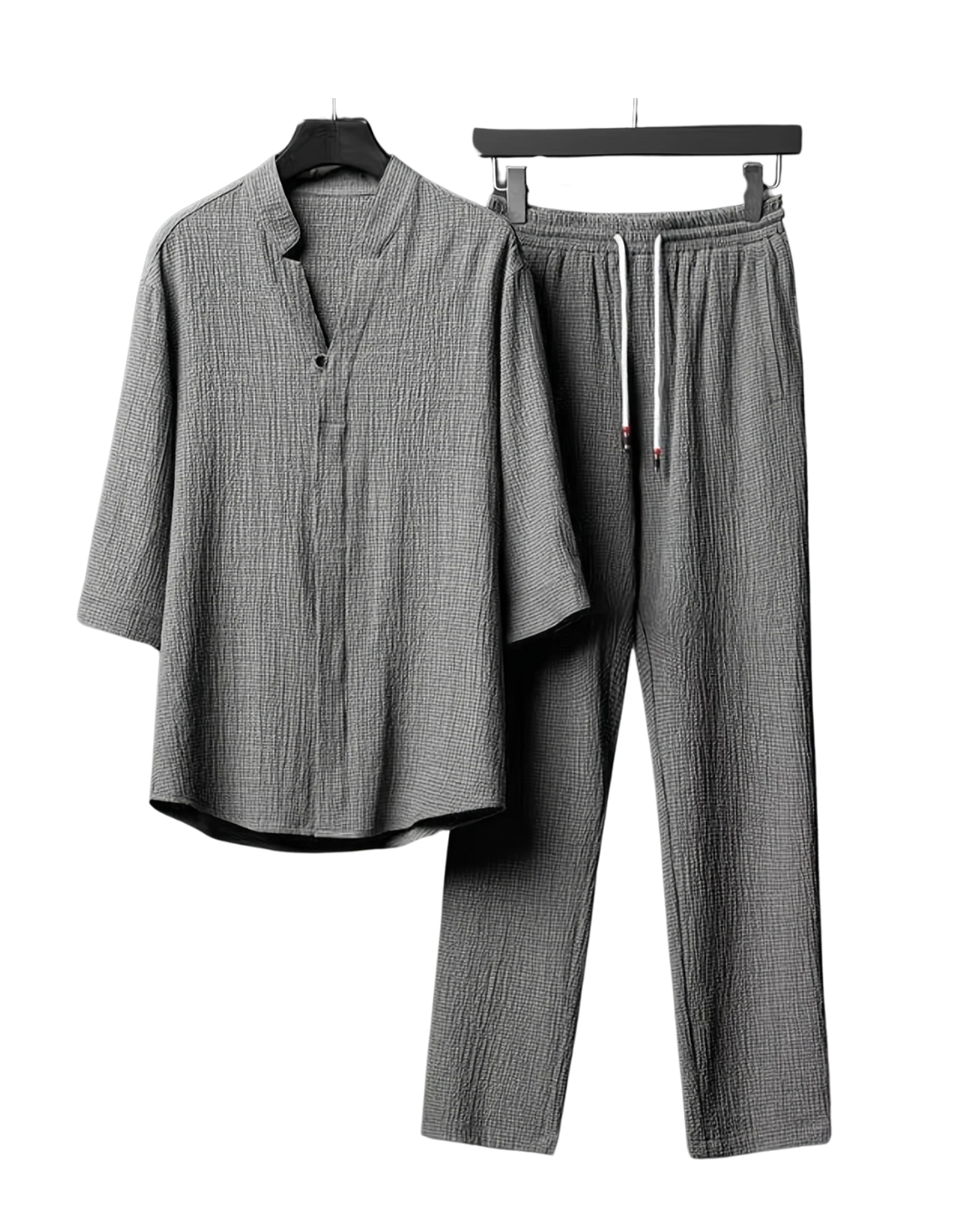 Men's Casual Grey Summer Activewear Set – Crew Neck Top and Matching Bottom