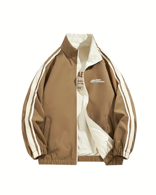 Beige Crimson Rush Retro Track Jacket