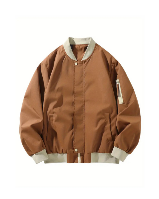 Brown Varsity Edge Zip Jacket