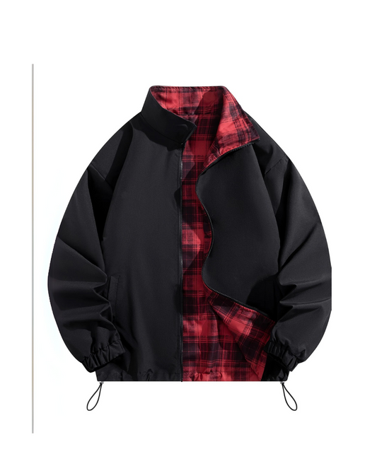Switch Up Black Reversible Plaid Jacket