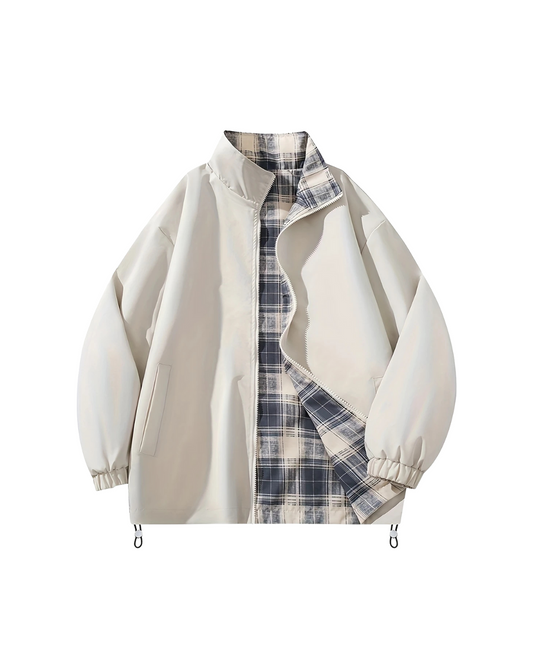 Switch Up White Reversible Plaid Jacket
