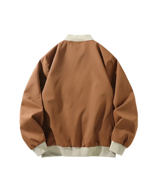 Brown Varsity Edge Zip Jacket
