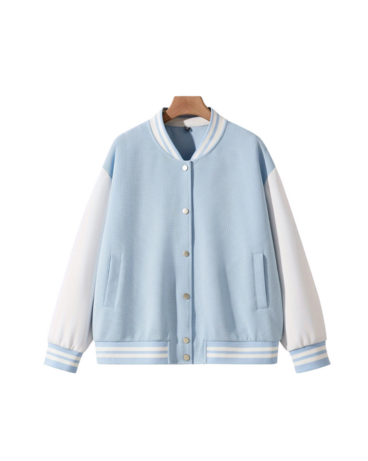 Lightblue Waffle Varsity Jacket – GENIO LAMODE