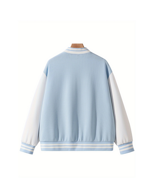 Lightblue Waffle Varsity Jacket – GENIO LAMODE