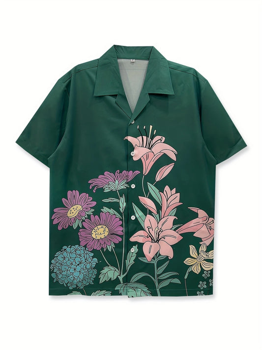 Tropical Bloom – Men's Green Floral Shirt